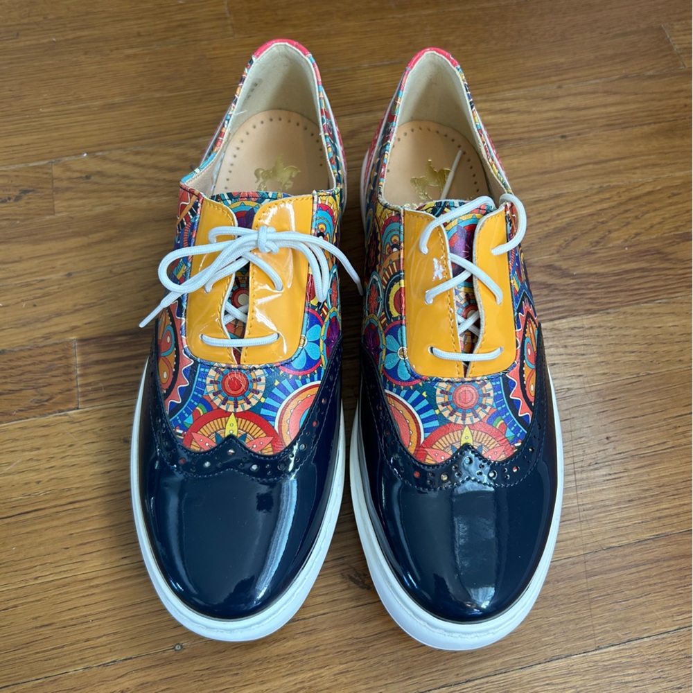 EU 38 / US 7 Colorful Patterned Embassy London shoes sneakers oxfords brogues